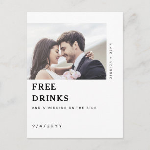 Funny Free Drinks Photo Bröllop spara datum Vykort