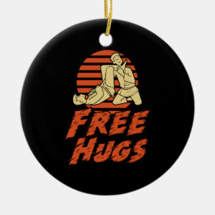 Funny Free Hugs - Brazilian Jiu-Jitsu, BJJ Gift Julgransprydnad Keramik
