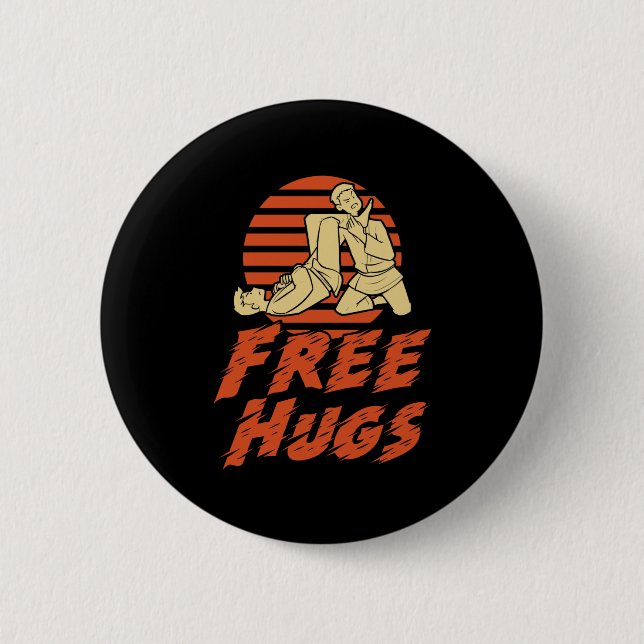 Funny Free Hugs - Brazilian Jiu-Jitsu, BJJ Gift Knapp (Framsida)