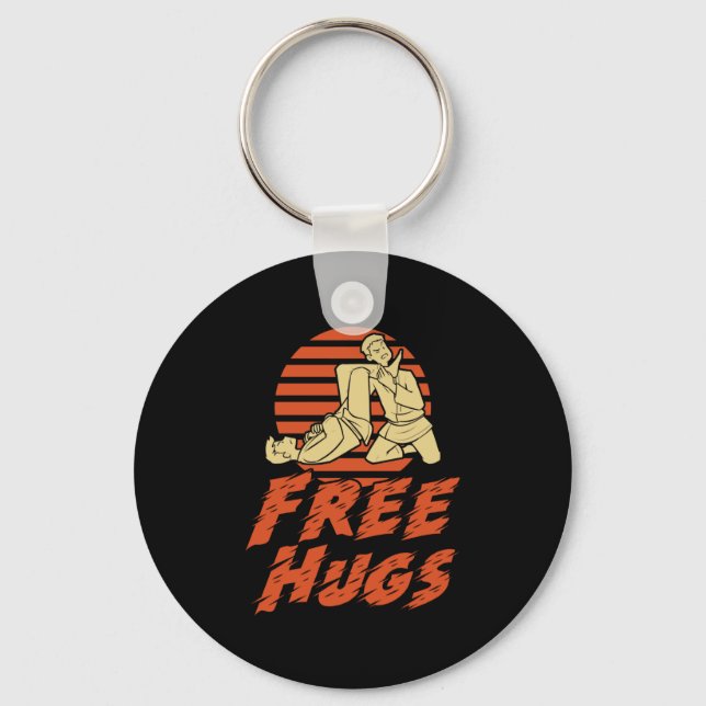 Funny Free Hugs - Brazilian Jiu-Jitsu, BJJ Gift Nyckelring (Framsida)