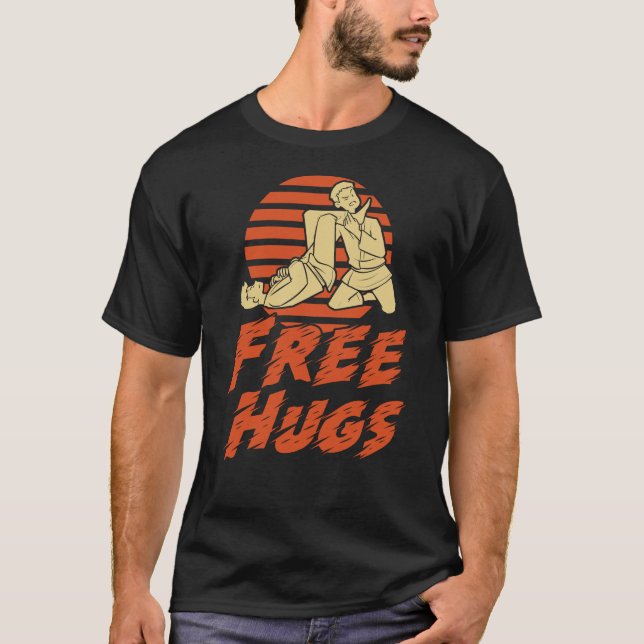 Funny Free Hugs - Brazilian Jiu-Jitsu, BJJ Gift T Shirt (Framsida)
