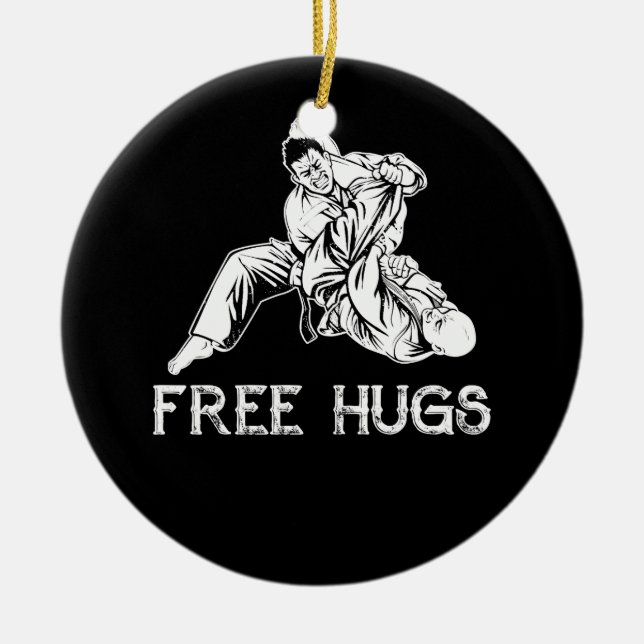 Funny Free Hugs Brazilian Jiu-Jitsu MMA BJJ Julgransprydnad Keramik (Framsidan)