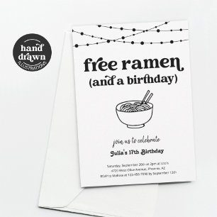 Funny Free Ramen Födelsedagsfest inbjudan