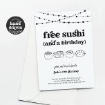 Funny Free Sushi Födelsedagsfest inbjudan<br><div class="desc">Free Sushi (och en födelsedag). Njut av en roligt födelsedagsfest inbjudan som sätter strålkastarljuset på...  sushi! Artwork är hand plockade. {image by freepik}</div>
