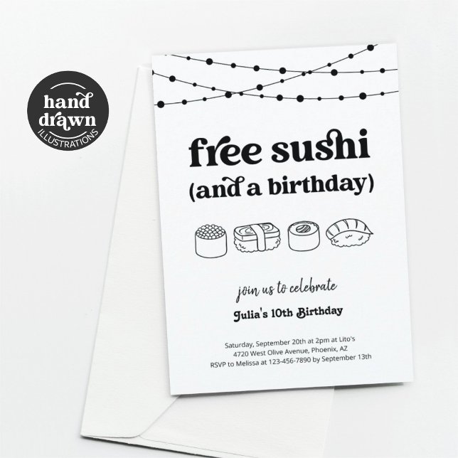 Funny Free Sushi Födelsedagsfest inbjudan (Skapare uppladdad)