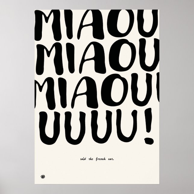 Funny French Cat Quote Art Print  Poster (Framsidan)