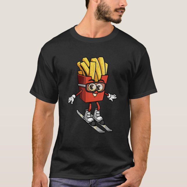 Funny French Fry Ski Potato Fries Skiing Instructo T Shirt (Framsida)