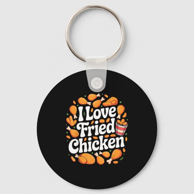 Funny Fried Chicken Art For Men Women Kids Fast Fo Nyckelring (Framsida)