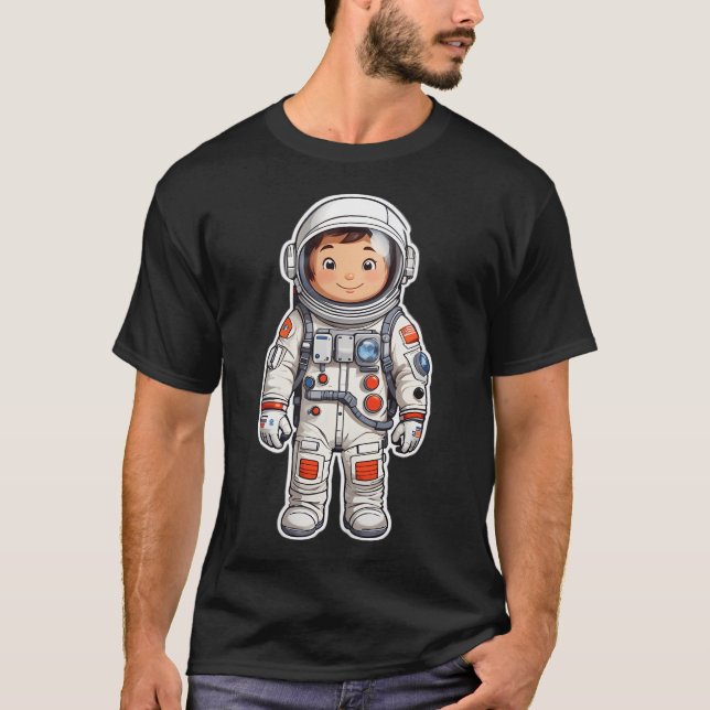 Funny Friendly Tecknad Astronaut T Shirt (Framsida)