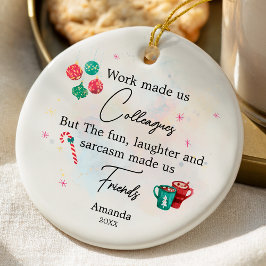Funny friends colleagues christmas personalized julgransprydnad keramik