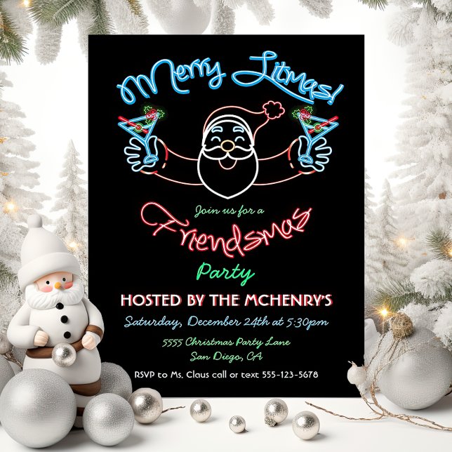 Funny Friendsmas jul Litmas Neon-signatur Inbjudningar (Skapare uppladdad)