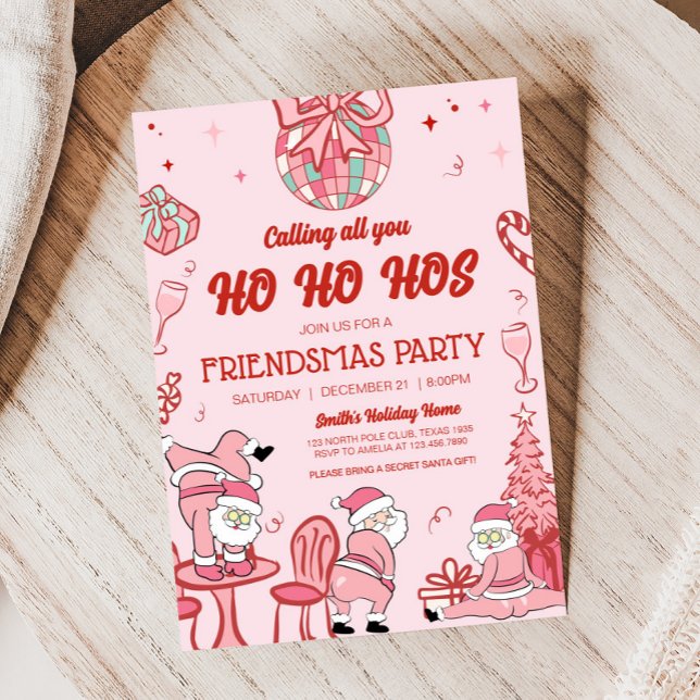 Funny Friendsmas Santa Ho Ho-gästen Party Inbjudningar (Funny Friendsmas Santa Christmas Party Invitation)