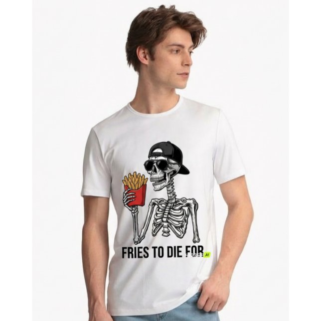 Funny Fries To Die For Skeleton Cool Foodie  T Shirt (Skapare uppladdad)