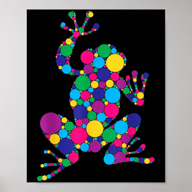 Funny Frog Älskare Polka Dot Art Student Lycklig D Poster (Framsidan)