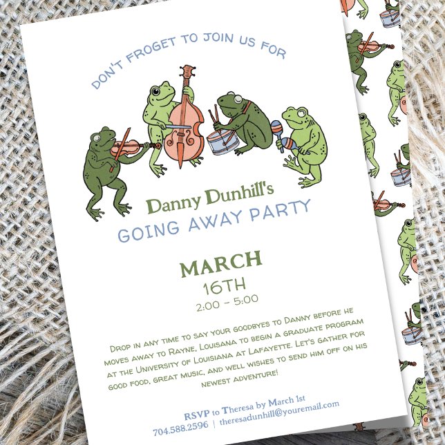Funny Frog Band Going Away Farewell Invitation Inbjudningar (Skapare uppladdad)