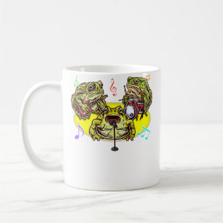 Funny Frog Band Musician Playing Guitar Drums Sing Kaffemugg