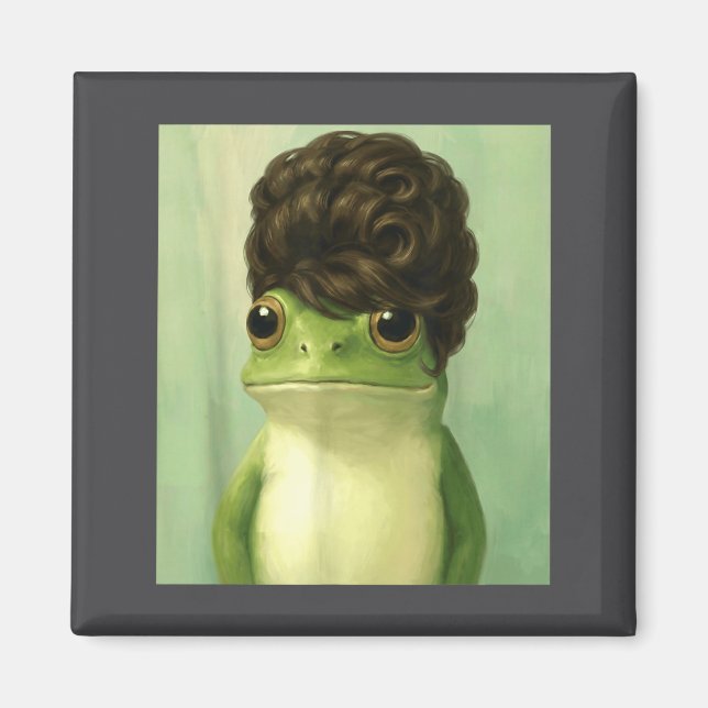 Funny Frog Beehive Bob Haircut Meme  Magnet (Framsidan)