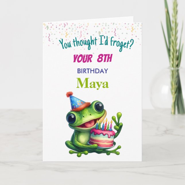 Funny Frog Birthday Card for kids Kort (Framsida)