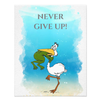 Funny Frog Choking Bird Inational Poster