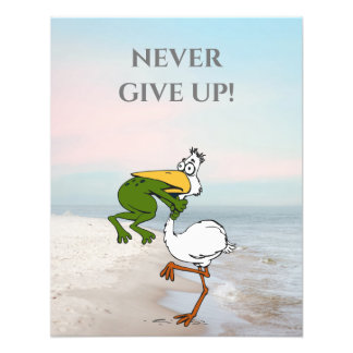 Funny Frog Choking Bird Inational Poster
