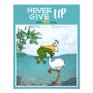 Funny Frog Choking Bird Inational Poster