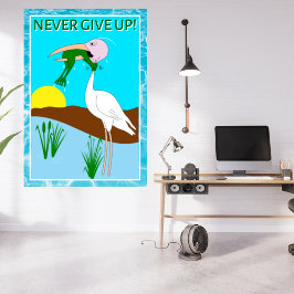 Funny Frog Choking Bird Inational Poster