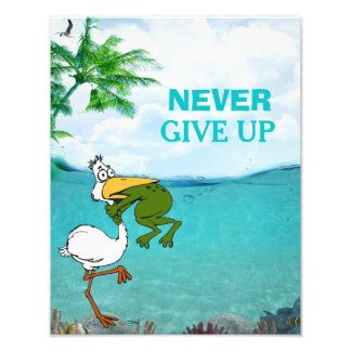 Funny Frog Choking Bird Inational Poster