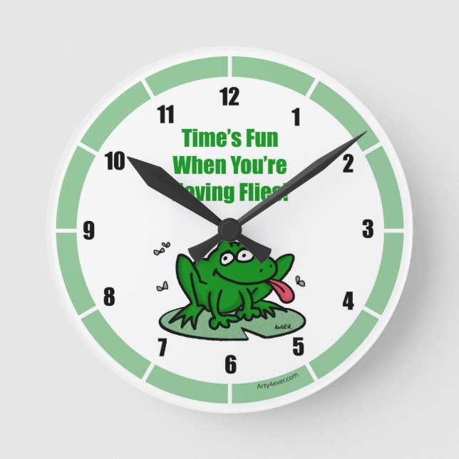 Funny Frog Clock Rund Klocka (Framsida)