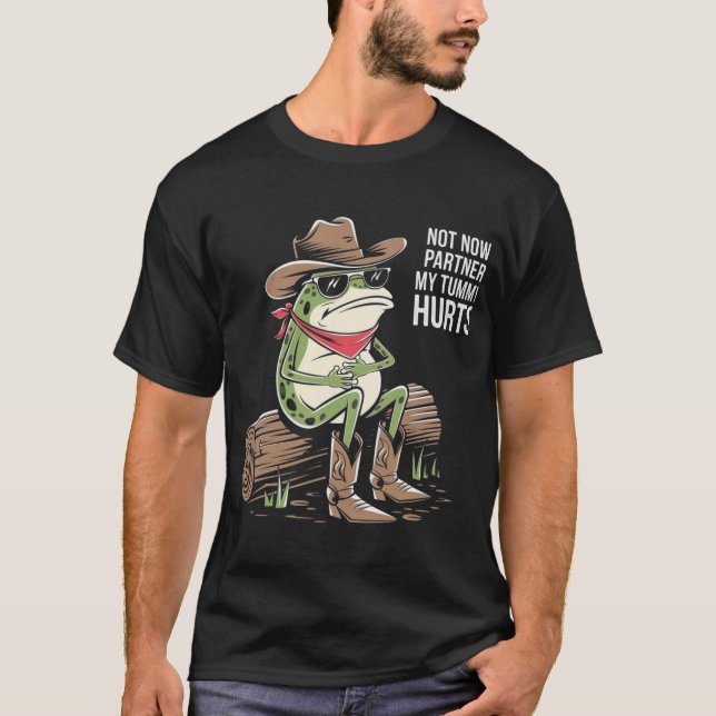 Funny Frog Cowboy Unisex Tee (Framsida)