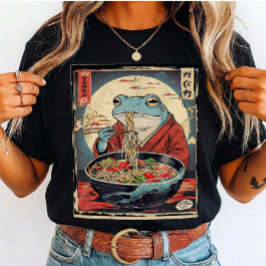 Funny Frog Eating Noodles Japanese for Cute Gift  T Shirt