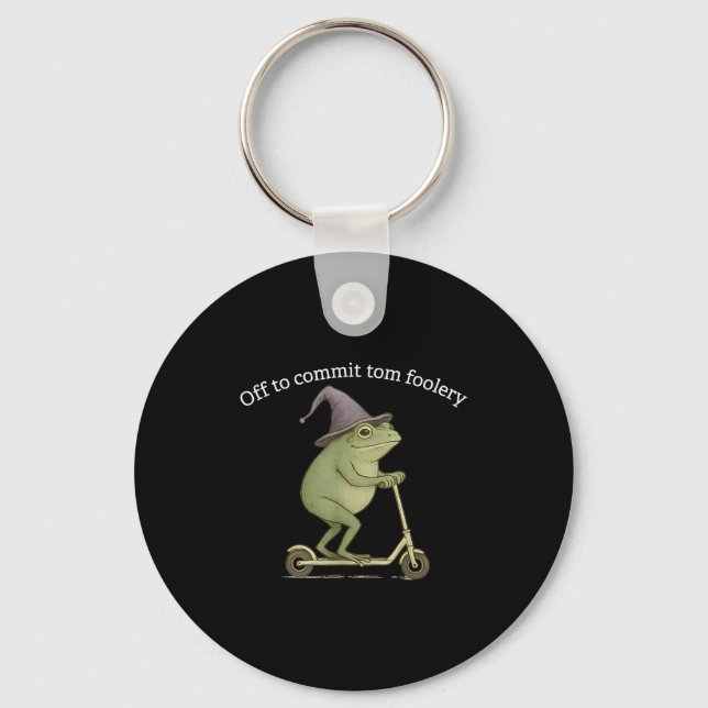 Funny Frog Graphic Saying Off To Commit Tom Fooler Nyckelring (Framsida)