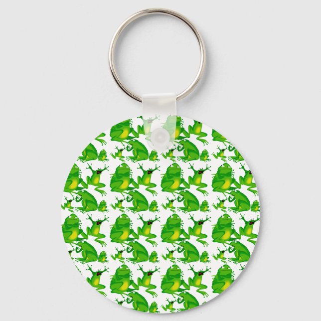 Funny Frog Känslor Mad Nyfiken Skrämt grodor Nyckelring (Framsida)