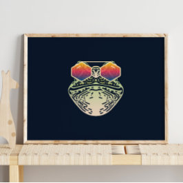 Funny Frog | Med solglasögon för väggutskrift Poster