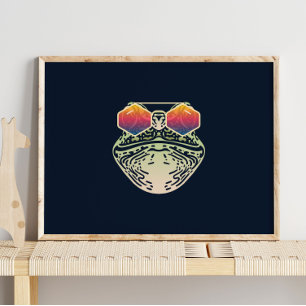 Funny Frog Med solglasögon för väggutskrift Poster