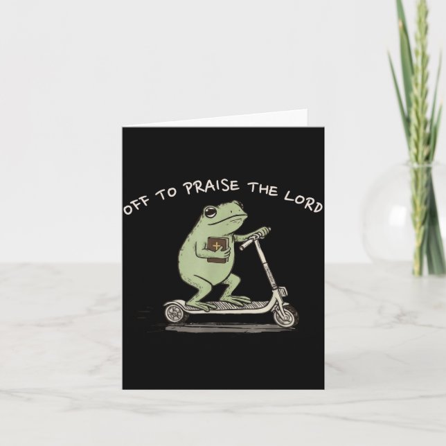 Funny Frog Off To Praise The Lord Christian Scoote Kort (Framsida)