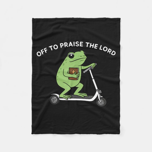 Funny Frog Off To Praise The Lord Meme Quote Funny Fleecefilt (Framsidan)