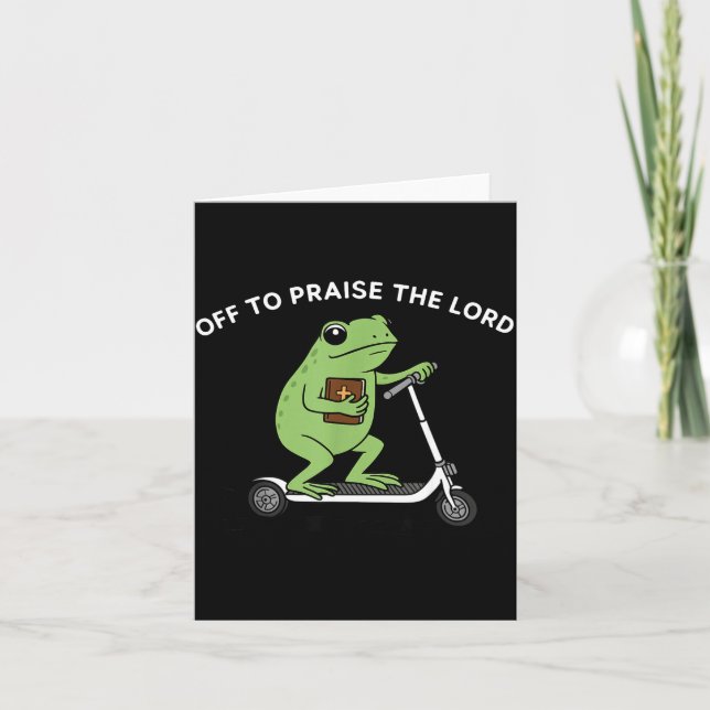Funny Frog Off To Praise The Lord Meme Quote Funny Kort (Framsida)