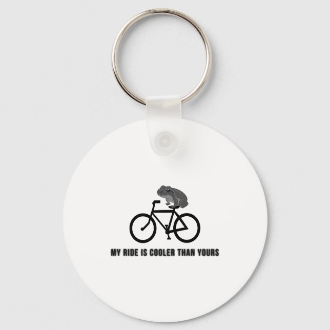 Funny Frog on Bike T-Shirt | Cool Cycling Animal  Nyckelring (Framsida)