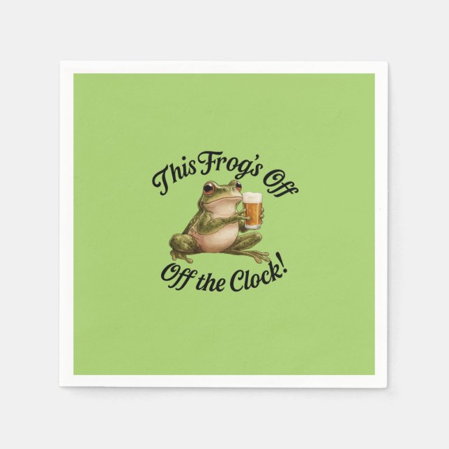 Funny Frog Pension Party Grönt Design Pappersservett (Framsidan)