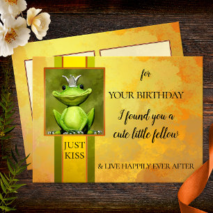 Funny Frog Prince Birthday Postcard Vykort