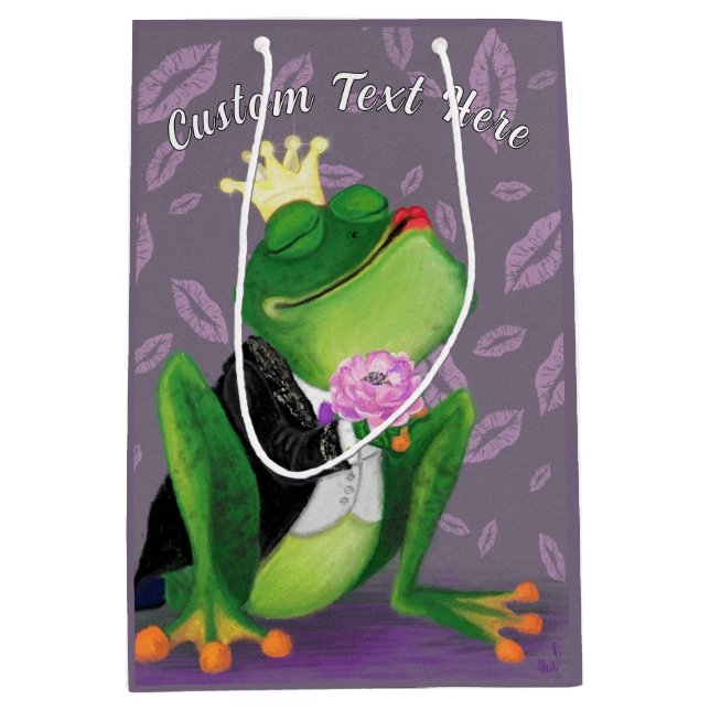 Funny Frog Prince Gift Bag Kiss med Anpassningsbar (Framsidan)