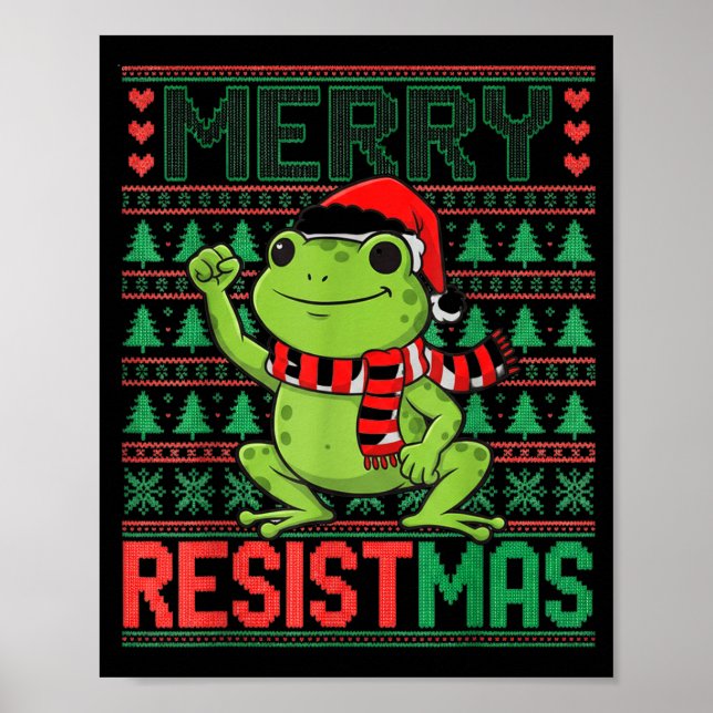 Funny Frog Retro Merry Resistmas Litical Ugly Chri Poster (Framsidan)