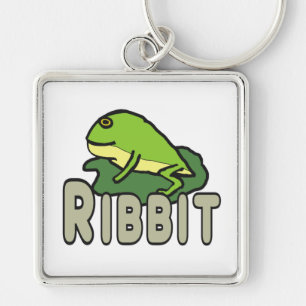 Funny Frog Ribbit Fyrkantig Silverfärgad Nyckelring