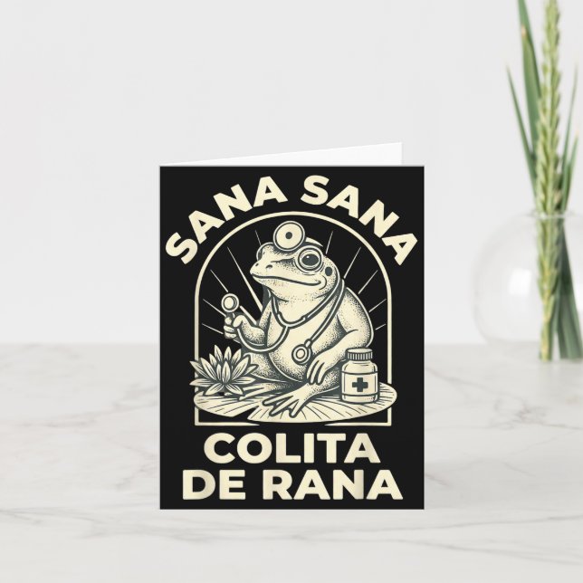 Funny Frog Sana Sana Colita De Rana Cute Mexican N Kort (Framsida)