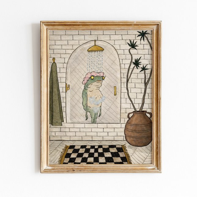 Funny Frog Shower Bathroom Poster (Skapare uppladdad)