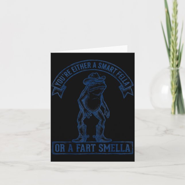 Funny Frog Smart Fella Fart Smella Cowboy Humor  Kort (Framsida)