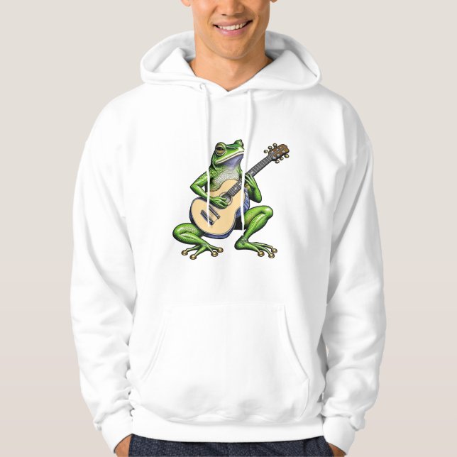Funny Frog Spela Guitar Hoodie (Framsida)