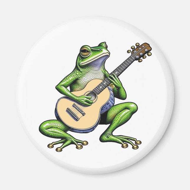 Funny Frog Spela Guitar Magnet (Framsidan)