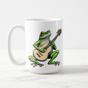 Funny Frog Spela Guitar Personlig Kaffemugg