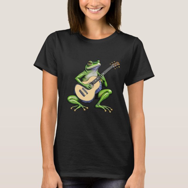 Funny Frog Spela Guitar T Shirt (Framsida)
